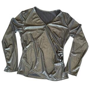 Metallic Silver Long Sleeve Top